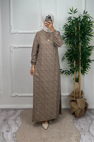 tesettür zülal elbise bej 261-23 Bej