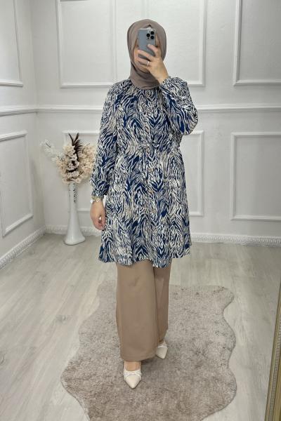 tesettür sıla tunik takım mavi 8302-13 Mavi