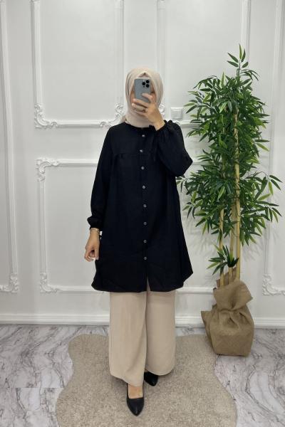 Tesettur siyah hafsa tunik 8315 -8 Siyah